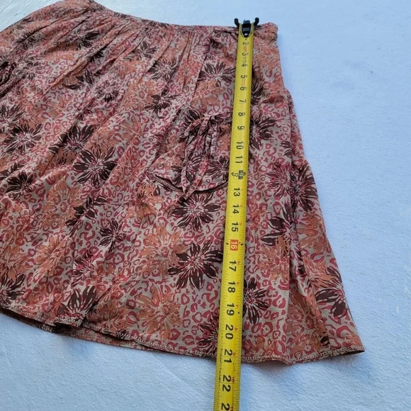 Bob Timberlake Boho Orange Pink Floral Mini Cape Skirt Pockets A-Line Women's 12 - Picture 9 of 10